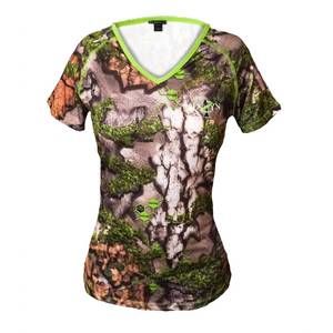 NEW TREEZYN women's short sleeve v-neck t-shirt in camo